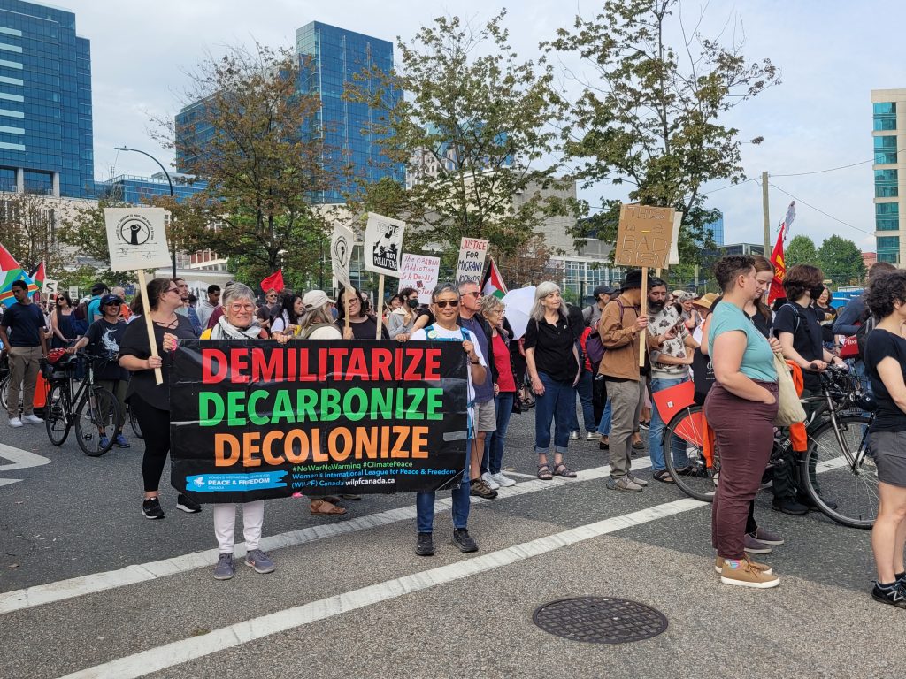 WILPF Canada members at the Homes for All - Draw the Line, Vancouver! demonstration, Sept 20, 2025